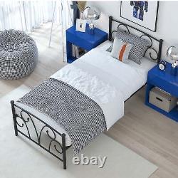 14 Heavy Duty Twin Metal Platform Bed Frame with Headboard Bedroom Furniture US