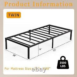 14 Inch Twin Bed Frames Heavy Duty Metal Platform Bedframe with Steel Slats S