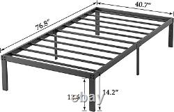 14 Twin Metal Platform Bed Frame, Heavy Duty Steel Slat/Easy Assembly Ma