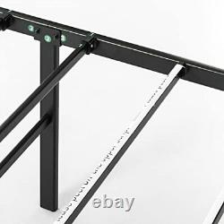 16 Inch Metal Platform Bed Frame, Heavy Duty Steel Slats, Black, Twin