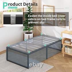 18 Inch Bed Frames with Cover Skirt, Heavy Duty Metal Twin 18 Inch with Cover
