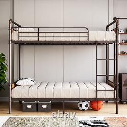 2024 Heavy Duty Twin Size Metal Bunk Bed with Guardrail & Ladders, Space-Saving