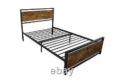 Bed Frame With Wooden Headboard Twin/Full/Queen Size Heavy Duty Metal Platform