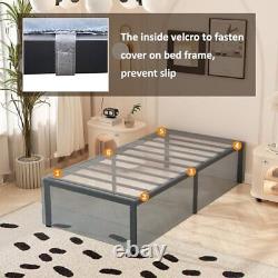 Bed Frames with Fabric Cover 18 Inch, Heavy Duty Metal Twin 18 Inch with Cover