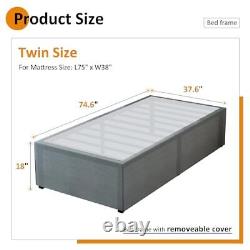 Bed Frames with Fabric Cover 18 Inch, Heavy Duty Metal Twin 18 Inch with Cover