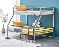 Bunk Beds Twin Over Full Size with Flat Rung Steps, Heavy Duty Bunk Beds for
