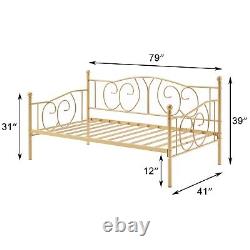 Daybed Frame Twin Size Heavy Duty Metal Slats Platform with Headboard Sofa Bed