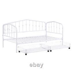 Daybed Frame Twin Size with 2 Drawers Sofa Bed Heavy Duty Metal Slats Platform