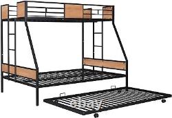 FANYHOME Metal Twin Over Full Bunk Bed with Trundle/Heavy-Duty Sturdy Metal/Safe