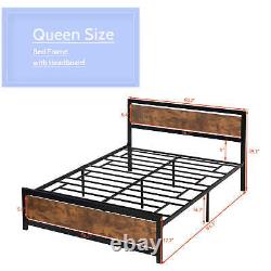 Full/Twin/Queen Size Bed Frame Heavy Duty Platform Metal Bed Frame + Headboard