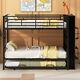 Heavy Duty Bunk Beds with Trundle & Big Bookshelf Metal Bed Frames Twin Size Bed