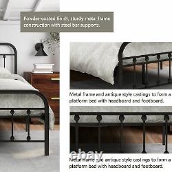 Heavy Duty Metal Bed Frame Headboard Storage, Twin/Full Size, Steel Slats