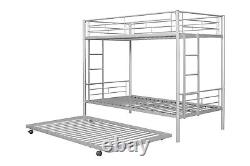 Heavy Duty Metal Bed Frame Twin Over Twin Bunk Bed withTrundle forKids/Adults Dorm