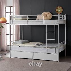 Heavy Duty Metal Bed Twin Over Twin Bunk Beds with 2 Drawer Mattress Foundation
