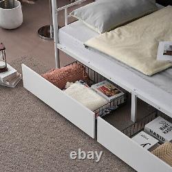 Heavy Duty Metal Bed Twin Over Twin Bunk Beds with 2 Drawer Mattress Foundation