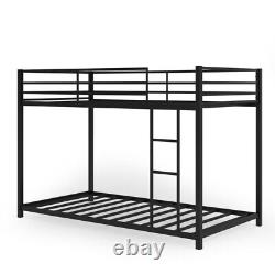Heavy Duty Metal Bunk Bed Frame Bedroom Twin Over Twin Platform With Side Ladder