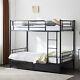 Heavy Duty Metal Bunk Bed Frame Twin Over Full Size with 2 Storage Drawers Black a