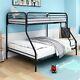 Heavy Duty Metal Bunk Bed Frame Twin Over Full Size with Enhanced Guardrail