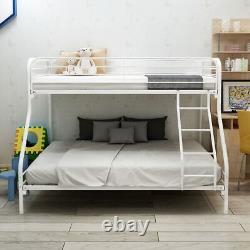 Heavy Duty Metal Bunk Bed Frame Twin Over Full Size with Full Length Guardrail