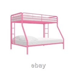 Heavy Duty Metal Bunk Bed Frame Twin Over Full Size with Removable Stairs, USA