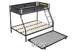 Heavy Duty Metal Bunk Bed Twin over Full Bed Frame with Trundle for Dormitory