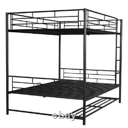 Heavy Duty Metal Bunk Bed with Storage Shelves Twin/Full Size Loft Bunk Bed Frames
