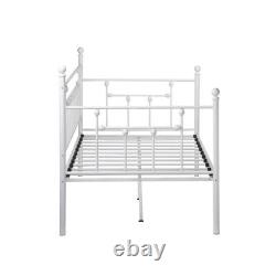 Heavy Duty Metal Daybed Frame with Twin Size Headboard Black/Brown/White/Gold