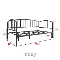 Heavy Duty Metal Daybed Sofa Bed Twin Size Bed Frames Mattress Foundation Black