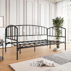 Heavy Duty Metal Daybed Sofa Bed Twin Size Bed Frames Mattress Foundation Black