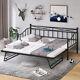 Heavy-Duty Metal Daybed with Trundle Bed Twin Size Sofa Bed Platform Bed Frames