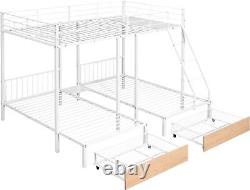 Heavy Duty Metal Triple Bunk Bed Full over Twin with Storage Drawers 3 Bunk Beds