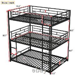 Heavy Duty Metal Triple Bunk Bed Twin/Full Size Platform Bed Frames Bedroom Sets