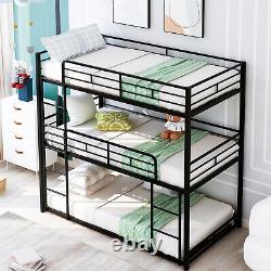 Heavy Duty Metal Triple Bunk Bed Twin Size Bed Frame Bedroom Sets for 3 Kids