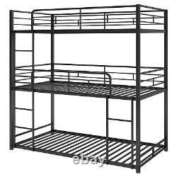 Heavy Duty Metal Triple Bunk Bed Twin Size Bed Frame Bedroom Sets for 3 Kids
