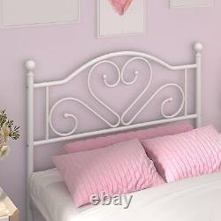 Heavy Duty Metal Twin Bed Frame with Headboard White