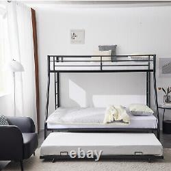 Heavy Duty Metal Twin Over Full Bunk Bed Frame Ladder With Trundle Bedroom