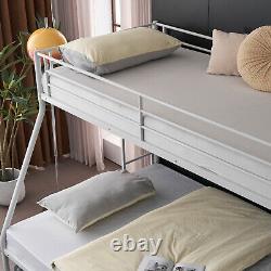 Heavy Duty Metal Twin Over Full Bunk Bed Ladder With Trundle Bedroom Dorm White