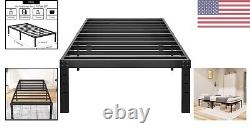 Heavy-Duty Quick Assembly Strong Twin Bed Frame Strong Black Steel Slats