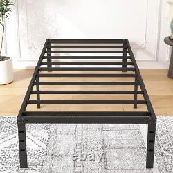 Heavy-Duty Quick Assembly Strong Twin Bed Frame Strong Black Steel Slats