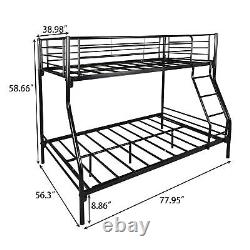 Heavy Duty Twin/Full Metal Bunk Bed with Enhanced Guardrail, Black 56876