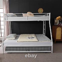 Heavy Duty Twin Over Full Bunk Bed Frame With Trundle Bed Mattress Foundation
