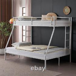 Heavy Duty Twin Over Full Bunk Bed with Trundle Bed Frames White