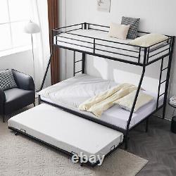Heavy Duty Twin Over Full Bunk Bed with Trundle Metal Bunk Bed Frame