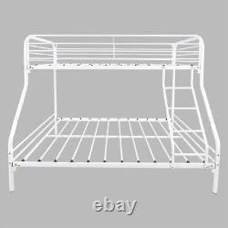 Heavy Duty Twin-Over-Full Metal Bunk Bed Enhanced Upper-Level Guardrail White