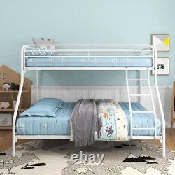 Heavy Duty Twin-Over-Full Size Metal Bunk Bed withEnhanced Upper-Level Guardrail
