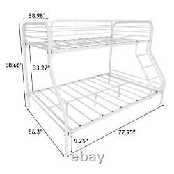 Heavy Duty Twin-Over-Full Size Metal Bunk Bed withEnhanced Upper-Level Guardrail