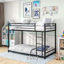 Heavy Duty Twin Over Twin Metal Bunk Bed Frame withSafety Guard Rails For Bedroom