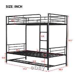 Heavy Duty Twin Over Twin Metal Bunk Bed with Safety Guard Rails Bedroom for Teens