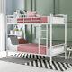 Heavy Duty Twin Over Twin Metal Bunk Bed with Stairs for Kids Children Bedroom