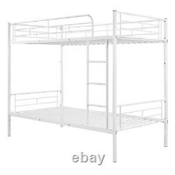 Heavy Duty Twin Over Twin Metal Bunk Bed with Stairs for Kids Children Bedroom